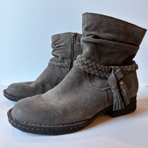 Born Suede Leather Boots, Braided Rope, Zips at Inside